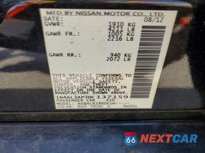 Zdjęcie 12 z 12 samochodu: 2013 NISSAN ALTIMA 2.5 VIN:1N4AL3AP3DC137159 - miniatura