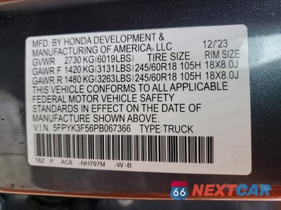 Zdjęcie 13 z 13 samochodu: 2023 HONDA RIDGELINE RTL VIN:5FPYK3F56PB067366 - miniatura