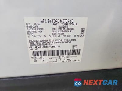 Zdjęcie 13 z 13 samochodu: 2017 FORD EXPLORER PLATINUM VIN:1FM5K8HT8HGB52751 - miniatura