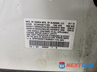 Zdjęcie 13 z 13 samochodu: 2015 ACURA MDX ADVANCE VIN:5FRYD4H87FB006931 - miniatura