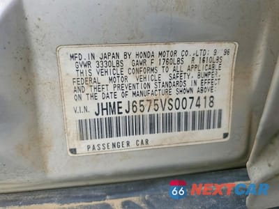 Zdjęcie 12 z 12 samochodu: 1997 HONDA CIVIC LX VIN:JHMEJ6575VS007418 - miniatura