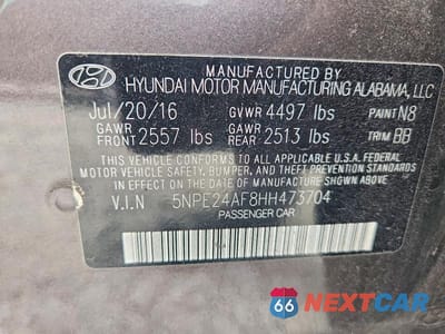 Zdjęcie 12 z 12 samochodu: 2017 HYUNDAI SONATA SE VIN:5NPE24AF8HH473704 - miniatura