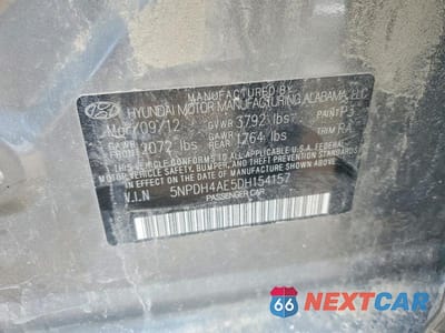 Zdjęcie 12 z 12 samochodu: 2013 HYUNDAI ELANTRA GLS VIN:5NPDH4AE5DH154157 - miniatura
