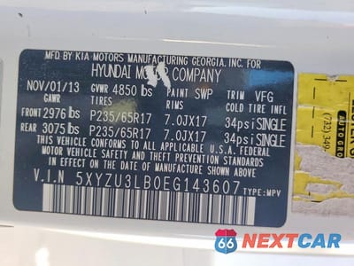 Zdjęcie 13 z 13 samochodu: 2014 HYUNDAI SANTA FE SPORT 2.4L VIN:5XYZU3LB0EG143607 - miniatura