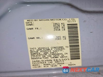 Zdjęcie 12 z 12 samochodu: 2023 NISSAN ALTIMA SR VIN:1N4BL4CV9PN365505 - miniatura