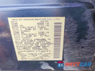 Zdjęcie 13 z 13 samochodu: 2005 NISSAN PATHFINDER XE VIN:5N1AR18W85C754693 - miniatura