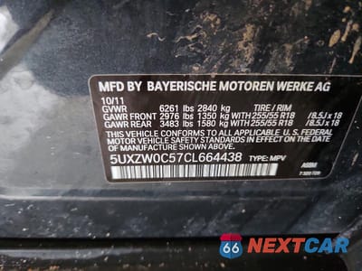 Zdjęcie 12 z 12 samochodu: 2012 BMW X5 XDRIVE35D VIN:5UXZW0C57CL664438 - miniatura