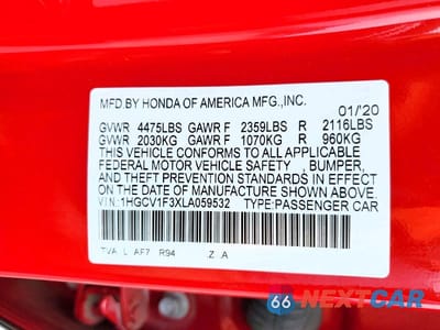 Zdjęcie 13 z 13 samochodu: 2020 HONDA ACCORD SPORT VIN:1HGCV1F3XLA059532 - miniatura