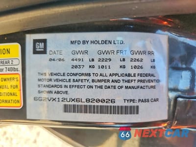 Zdjęcie 13 z 13 samochodu: 2006 PONTIAC GTO VIN:6G2VX12UX6L820026 - miniatura