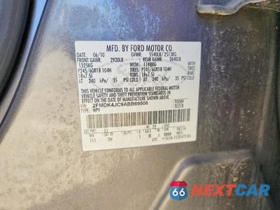Zdjęcie 13 z 13 samochodu: 2010 FORD EDGE SEL VIN:2FMDK4JC9ABB69506 - miniatura