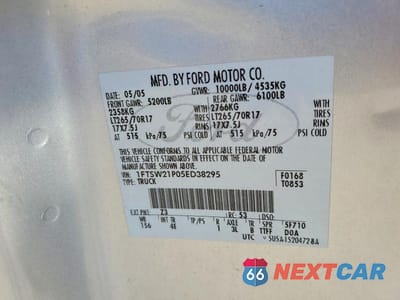 Zdjęcie 12 z 12 samochodu: 2005 FORD F250 SUPER DUTY VIN:1FTSW21P05ED38295 - miniatura