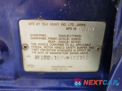 Zdjęcie 12 z 12 samochodu: 2004 SUBARU IMPREZA RS VIN:JF1GD67584H502792 - miniatura