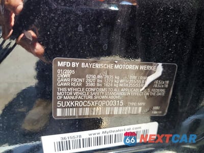 Zdjęcie 13 z 13 samochodu: 2015 BMW X5 XDRIVE35I VIN:5UXKR0C5XF0P00315 - miniatura