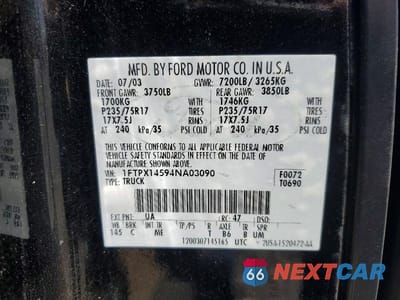 Zdjęcie 12 z 12 samochodu: 2004 FORD F150 VIN:1FTPX14594NA03090 - miniatura