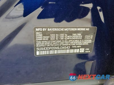 Zdjęcie 13 z 13 samochodu: 2022 BMW X3 SDRIVE30I VIN:5UX43DP05N9J34543 - miniatura