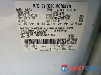 Zdjęcie 12 z 12 samochodu: 2013 FORD EXPLORER XLT VIN:1FM5K8D86DGC71085 - miniatura