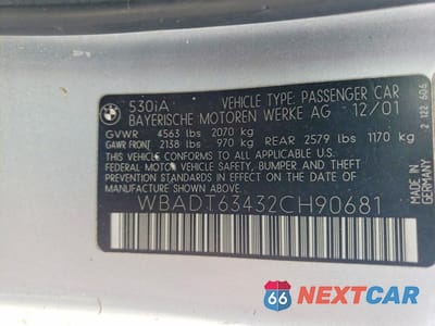 Zdjęcie 12 z 12 samochodu: 2002 BMW 530 I AUTOMATIC VIN:WBADT63432CH90681 - miniatura