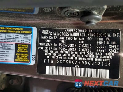 Zdjęcie 13 z 13 samochodu: 2013 KIA SORENTO EX VIN:5XYKUCA69DG313114 - miniatura