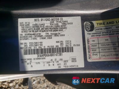 Zdjęcie 12 z 12 samochodu: 2011 FORD FUSION SE VIN:3FAHP0HA4BR147281 - miniatura