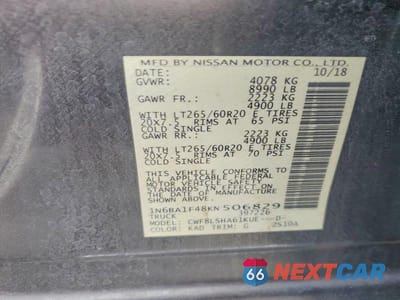 Zdjęcie 12 z 12 samochodu: 2019 NISSAN TITAN XD SV VIN:1N6BA1F48KN506829 - miniatura