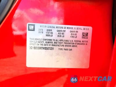 Zdjęcie 12 z 12 samochodu: 2017 CHEVROLET CRUZE LT VIN:3G1BE6SM7HS507231 - miniatura