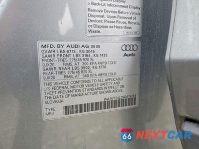 Zdjęcie 13 z 13 samochodu: 2009 AUDI Q7 3.6 QUATTRO VIN:WA1AY74L29D015268 - miniatura
