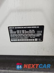 Zdjęcie 13 z 13 samochodu: 2022 BMW X3 SDRIVE30I VIN:5UX43DP01N9L64807 - miniatura