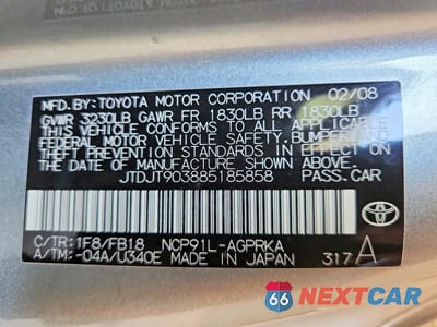 Zdjęcie 12 z 12 samochodu: 2008 TOYOTA YARIS BASE VIN:JTDJT903885185858 - miniatura
