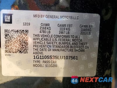 Zdjęcie 12 z 12 samochodu: 2020 CHEVROLET IMPALA PREMIER VIN:1G1105S35LU107561 - miniatura