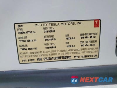 Zdjęcie 12 z 12 samochodu: 2017 TESLA MODEL S VIN:5YJSA1E25HF185942 - miniatura