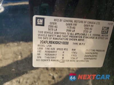 Zdjęcie 13 z 13 samochodu: 2013 GMC TERRAIN SLE VIN:2GKFLREK8D6210038 - miniatura