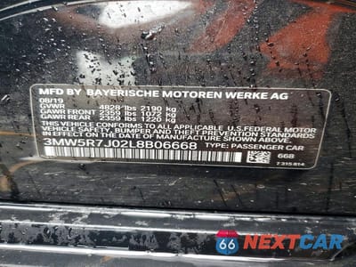 Zdjęcie 12 z 12 samochodu: 2020 BMW 330XI GT VIN:3MW5R7J02L8B06668 - miniatura