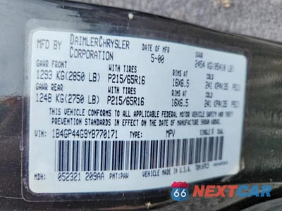 Zdjęcie 13 z 13 samochodu: 2000 DODGE GRAND CARAVAN SE VIN:1B4GP44G9YB770171 - miniatura