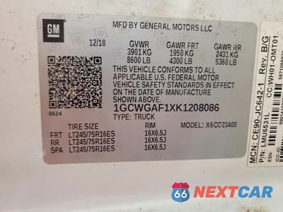 Zdjęcie 13 z 13 samochodu: 2019 CHEVROLET EXPRESS 2500 CARGO DELIVERY VAN VIN:1GCWGAF1XK1208086 - miniatura