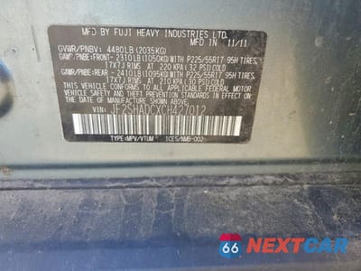 Zdjęcie 13 z 13 samochodu: 2012 SUBARU FORESTER 2.5X PREMIUM VIN:JF2SHADCXCH427012 - miniatura