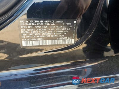 Zdjęcie 12 z 12 samochodu: 2015 VOLKSWAGEN PASSAT S VIN:1VWAT7A36FC060530 - miniatura