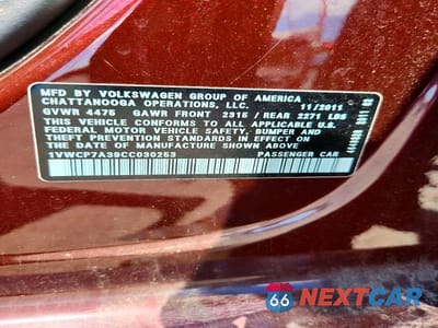 Zdjęcie 13 z 13 samochodu: 2012 VOLKSWAGEN PASSAT SEL VIN:1VWCP7A39CC030253 - miniatura