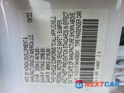 Zdjęcie 12 z 12 samochodu: 2022 HONDA ACCORD SPORT VIN:1HGCV1F34NA085241 - miniatura