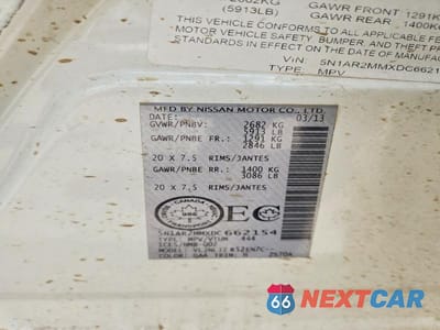 Zdjęcie 13 z 13 samochodu: 2013 NISSAN PATHFINDER S VIN:5N1AR2MMXDC662154 - miniatura