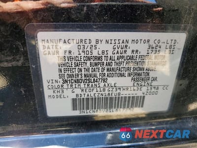 Zdjęcie 12 z 12 samochodu: 2025 NISSAN VERSA S VIN:3N1CN8DV2SL847792 - miniatura