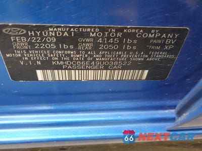 Zdjęcie 12 z 12 samochodu: 2009 HYUNDAI ELANTRA VIN:KMHDC86E49U038522 - miniatura