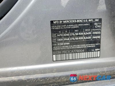 Zdjęcie 13 z 13 samochodu: 2012 MERCEDES-BENZ GL 450 4MATIC VIN:4JGBF7BE3CA774004 - miniatura