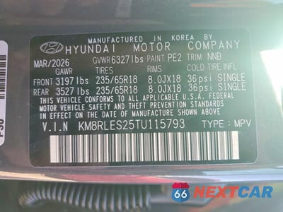 Zdjęcie 14 z 14 samochodu: 2026 HYUNDAI PALISADE SEL VIN:KM8RLES25TU115793 - miniatura