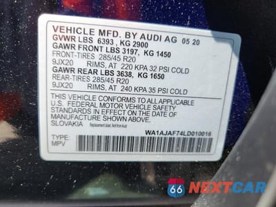 Zdjęcie 14 z 14 samochodu: 2020 AUDI Q7 PREMIUM VIN:WA1AJAF74LD010016 - miniatura