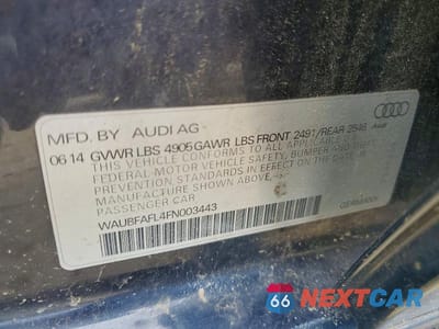 Zdjęcie 12 z 12 samochodu: 2015 AUDI A4 PREMIUM VIN:WAUBFAFL4FN003443 - miniatura