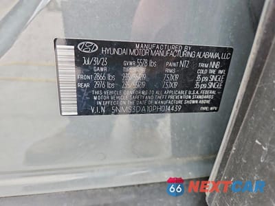 Zdjęcie 14 z 14 samochodu: 2023 HYUNDAI SANTA FE SEL PREMIUM VIN:5NMS3DA10PH014439 - miniatura