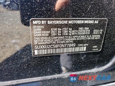 Zdjęcie 13 z 13 samochodu: 2015 BMW X6 XDRIVE35I VIN:5UXKU2C58F0N77849 - miniatura