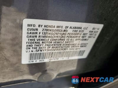 Zdjęcie 13 z 13 samochodu: 2014 HONDA PILOT EXL VIN:5FNYF3H55EB026301 - miniatura