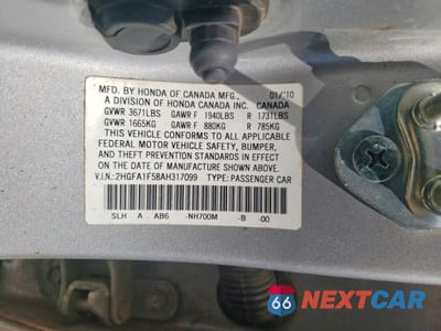 Zdjęcie 12 z 12 samochodu: 2010 HONDA CIVIC LX VIN:2HGFA1F58AH317099 - miniatura