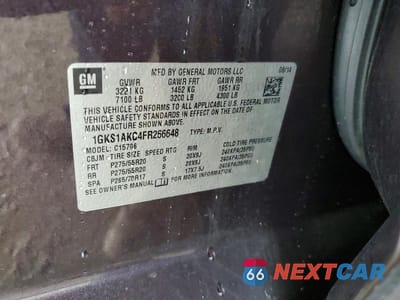 Zdjęcie 14 z 14 samochodu: 2015 GMC YUKON SLE VIN:1GKS1AKC4FR266648 - miniatura